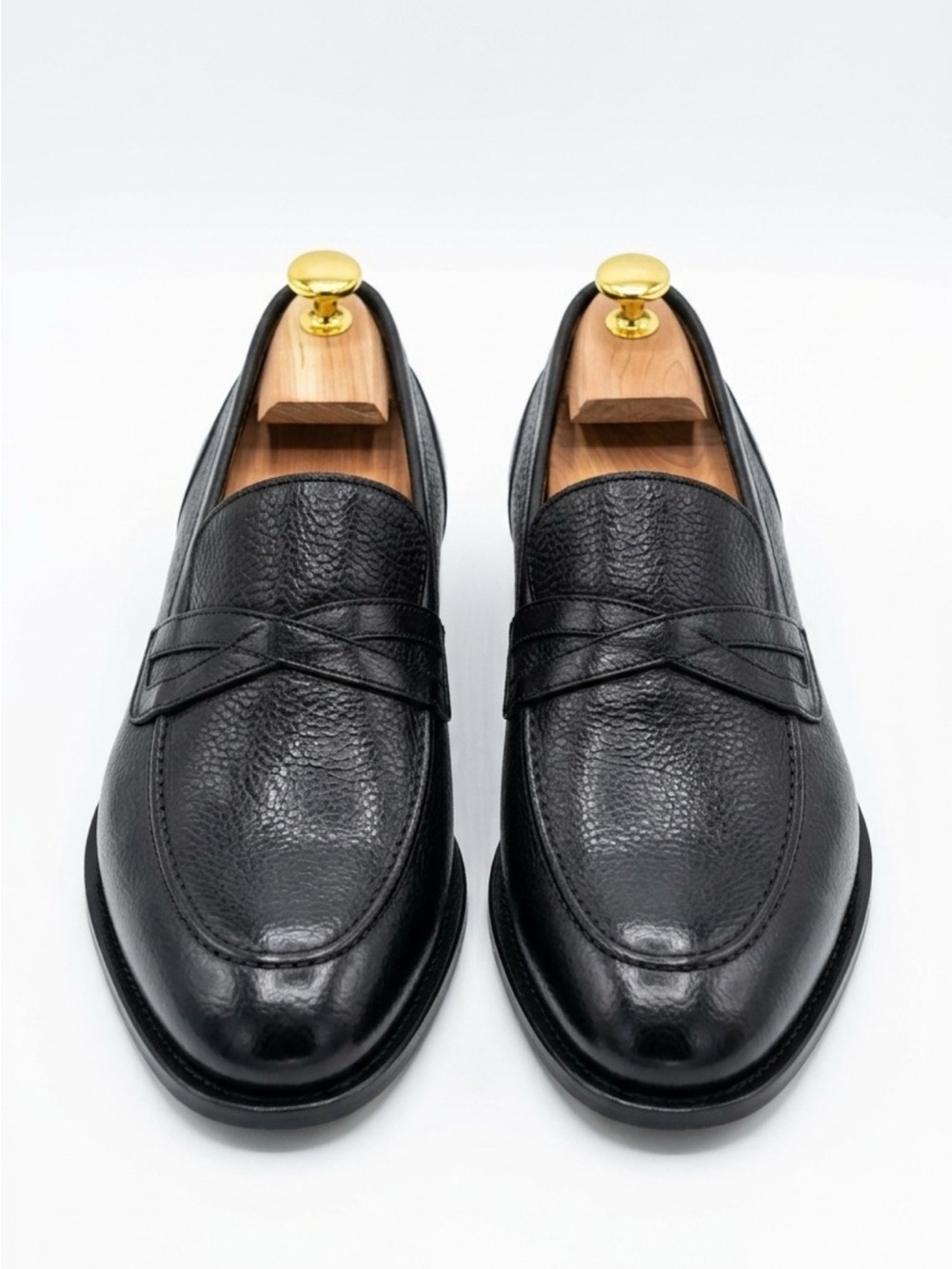 Men's Black Leather Penny Loafers
